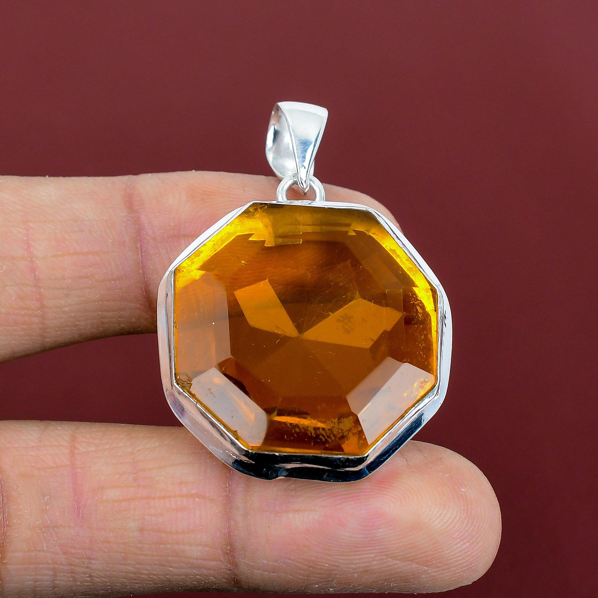 Faceted citrine pendant original gemstone pendant 925 sterling silver pendant handmade pendant very pretty citrine jewelry anniversary gifts