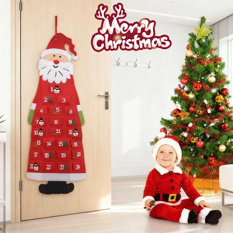 Felt Santa Claus Countdown Calendar Wall Hanging Decor for Festive Home Atmosphere Safe Material Christmas Door Decoration