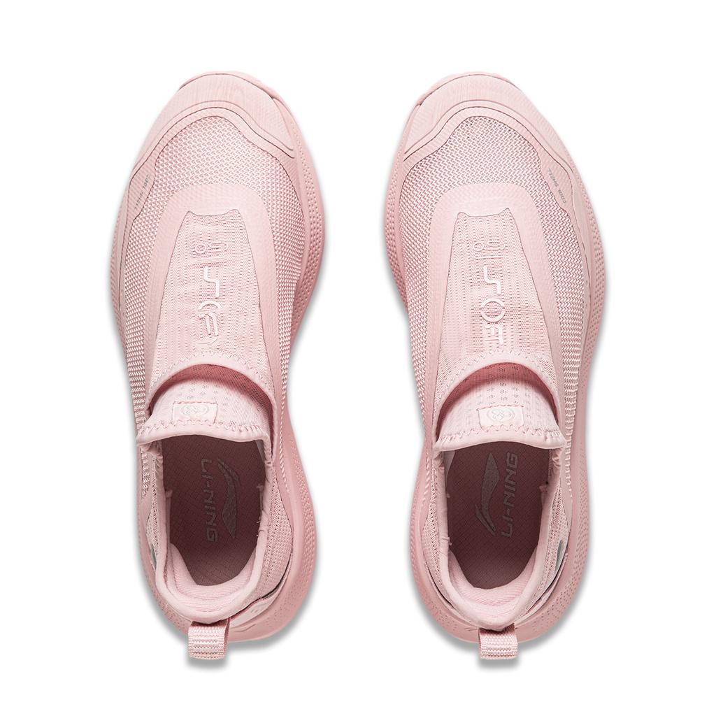 New LiNing Anti Slip Wear Resistant Breathable Lightweight Low Top Casual Running Shoes Women's Pink Gray AGLU106-3