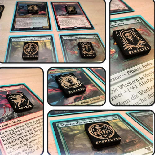 HiGowow Tabletop Card Game Ability Tracking Counters, 74 Token Dispenser, Pocket Life Counter, Turn Tracker, Point Tracker for Trading Card Games, Mag