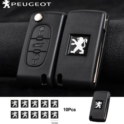 5/10Pcs 16mm Aluminum Metal Car Key Badge Decorative Sticker For 208 3008 206 308 307 207 407 508 2008 5008 301 406 408