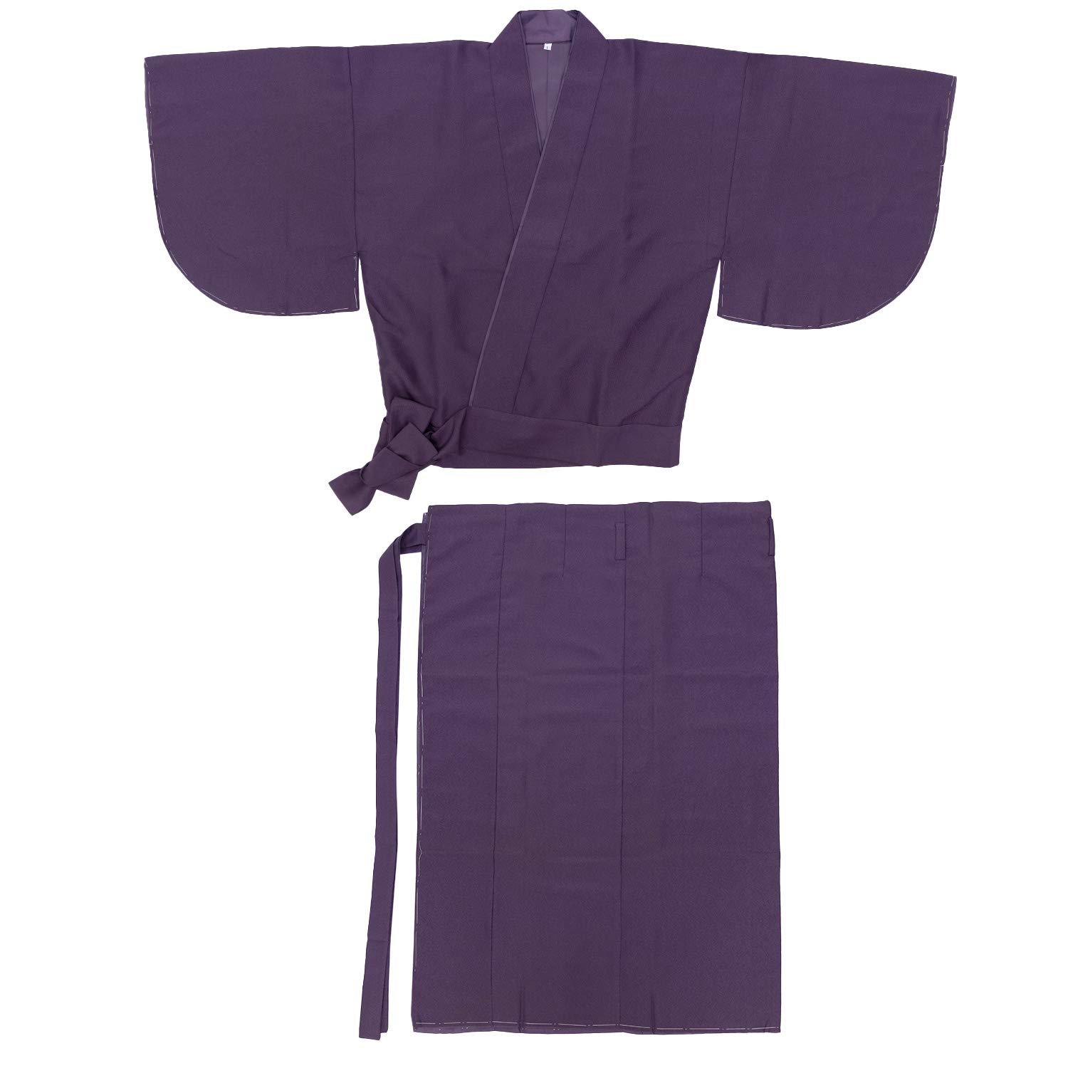 

KYOETSU Стираемая однотонная ткань чиримен, Глубокое женское кимоно-двойка, На подкладке, Цвет, (Л, Фиолетовый)