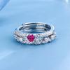 French Romantic Lace Single Row Red Corundum Love Ring High End Combination Stacked Ring Row Diamond Tail Ring Ring