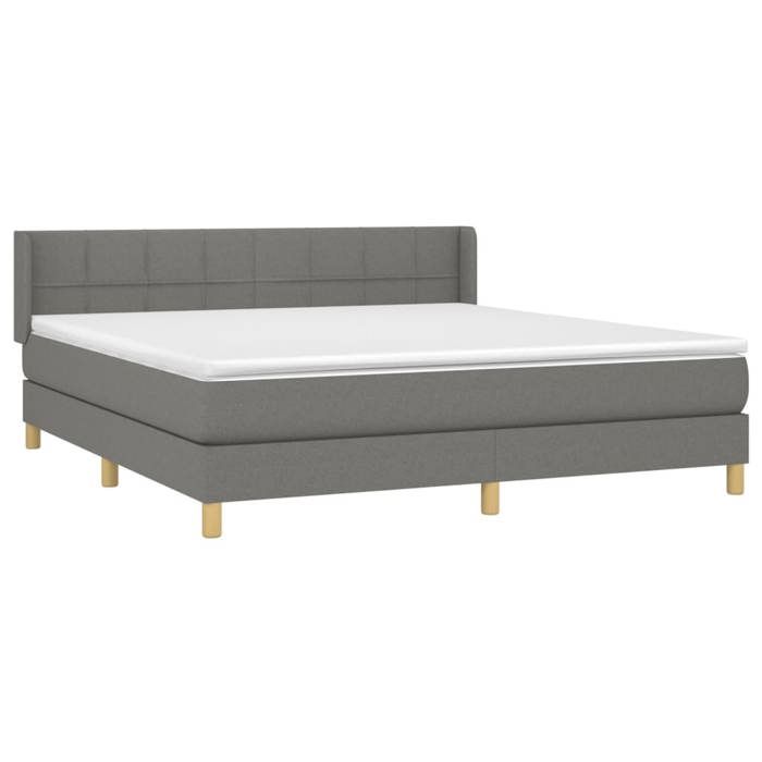 3130290 vidaXL Lit à sommier tapissier avec matelas Gris foncé 180x200cm Tissu