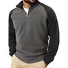 Men's Outdoor Casual Sports Fleece-Lined Warm Stand-Up Collar Pullover Color-Blocked Zipper Hoodie