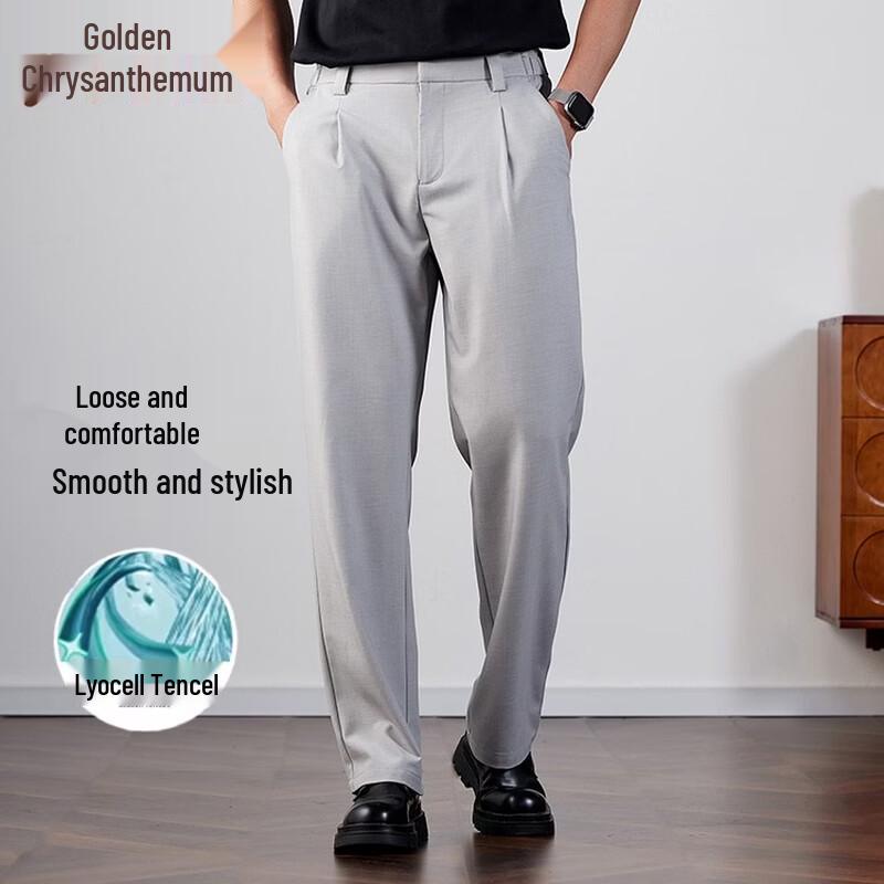 Men s Lyocell Casual Straight-Leg Pants 30