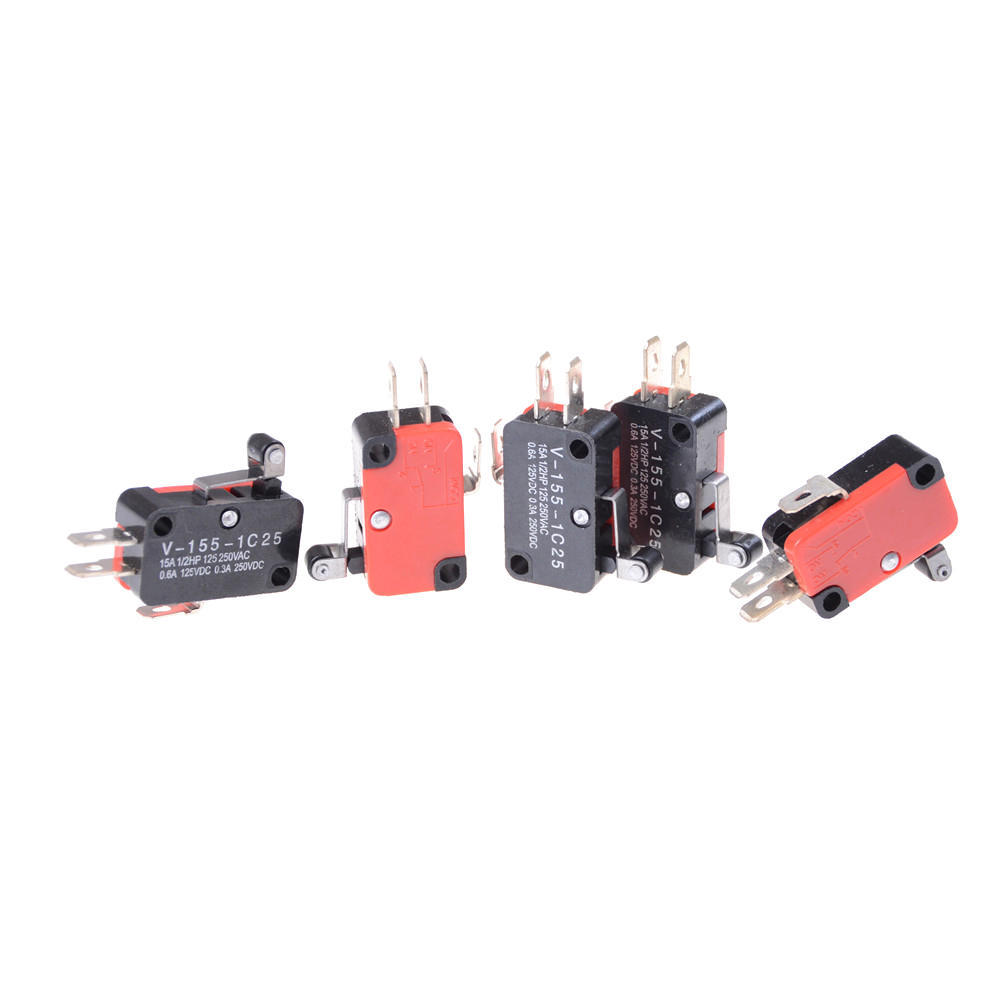 5 Piezas SPDT V-155-1C25 Palanca de Rodillo con Bisagra Corta Control de Límite Microinterruptor
