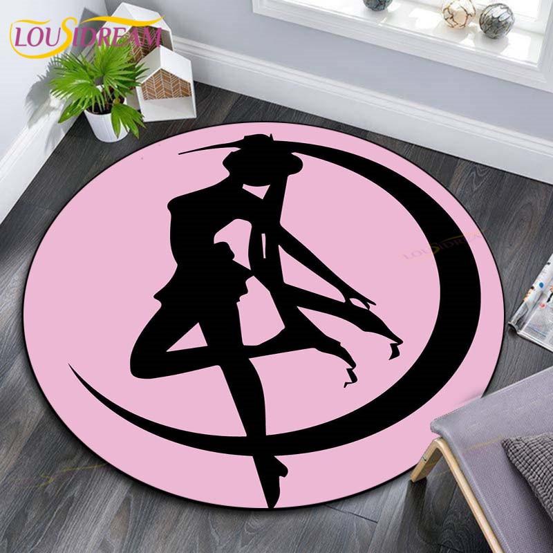 Sailor Moon Rugs Anime Carpet Trending Soft Carpets and Rugs for Living Room Anti-Slip Rugs for Bedroom Round