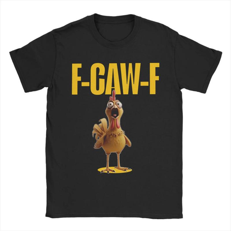 Funny F-Caw-F Spooky Chicken Meme Cotton T-Shirt S чёрный