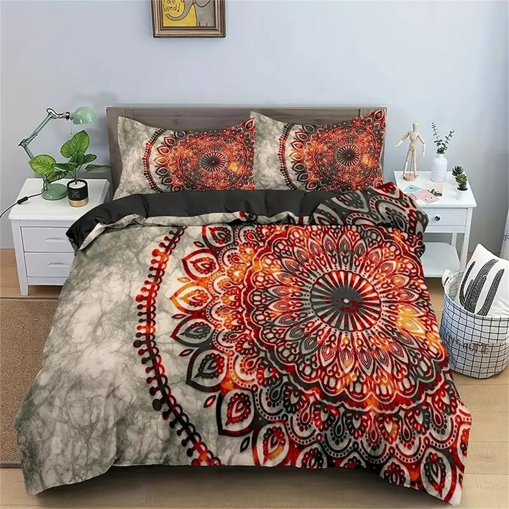 Bohemian Duvet Cover Set, Boho Bedding Set Bohemian Exotic Floral Comforter Quilt Cover for Boys Girls Teens Flowers Bedding Set