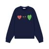 Relaxed Fit Cotton Sweatshirt With Heart Print Long Sleeve Crew Neck Fleece Lined Unisex Winter Casual Top
