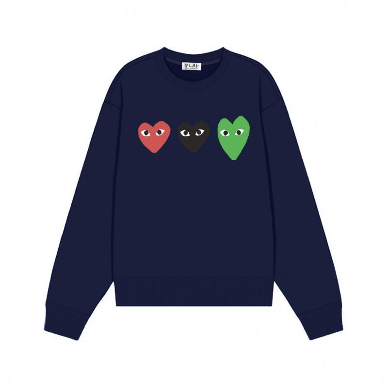 Relaxed Fit Cotton Sweatshirt With Heart Print Long Sleeve Crew Neck Fleece Lined Unisex Winter Casual Top
