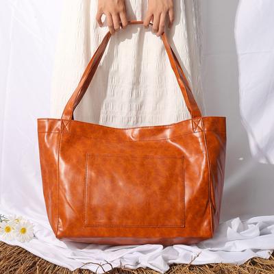 Große Damen-Tasche mit Taschen, Weiches Leder, Tragbare Schulter-Retro-Ölwachs-Leder, Großes Fassungsvermögen, Modische Neue Tote Bag Damen