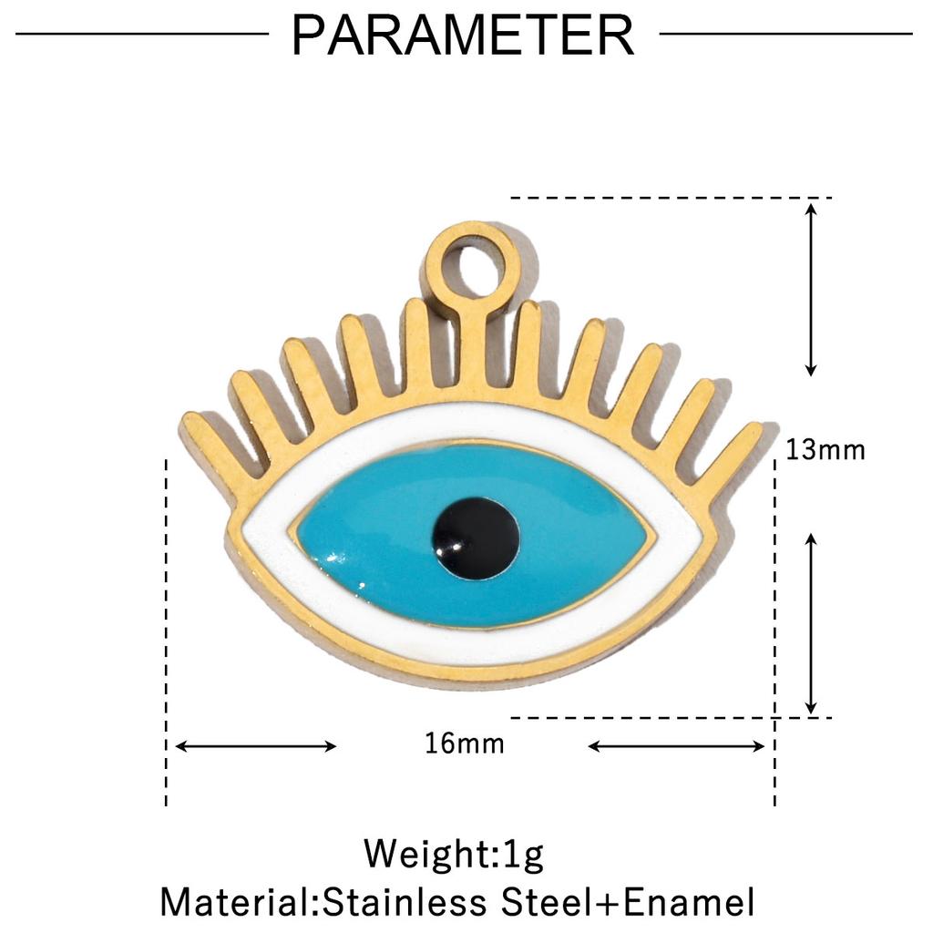 3pcs/Lot Enamel Hamsa Hand DIY Earrings Charms Heart Eye Neaclace Pendant Stainless Steel 14K Gold Color Jewelry Accessory