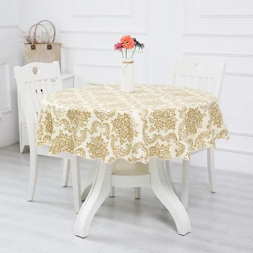 Round Table Cloth Environmental Protection Plush Plastic Tablecloth PVC Tablecloth Waterproof, Oil Proof and Washable