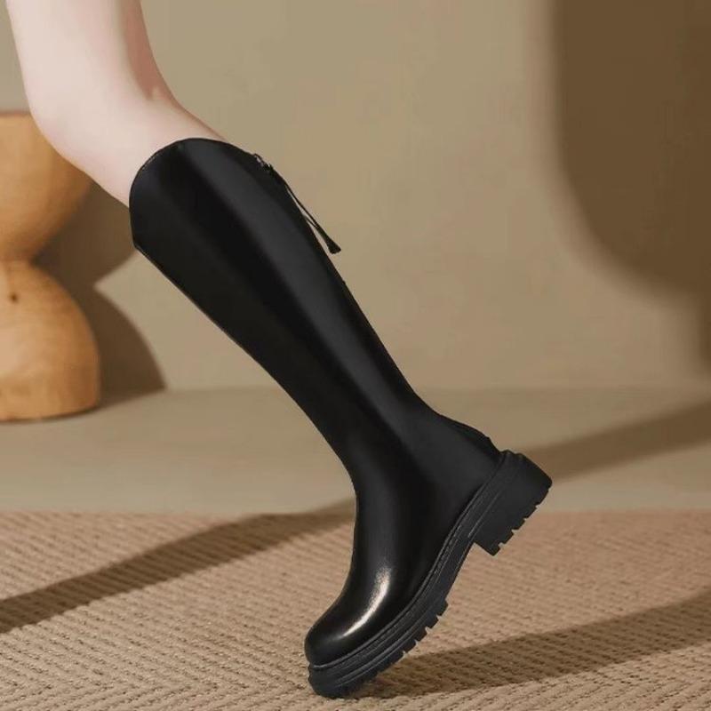 Fashion 2024 Autumn Women'S Rubber Boots Women Shoes Woman Winter Shoes Low Heels Booties Round Toe Rain Mid Calf Long Boots