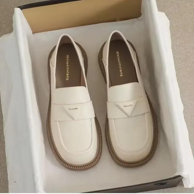 2025 New Sole Soft Surface Flat Shoes for Women Black Oversized Summer New Round Toe Low Heel British Casual Small Leather Shoes