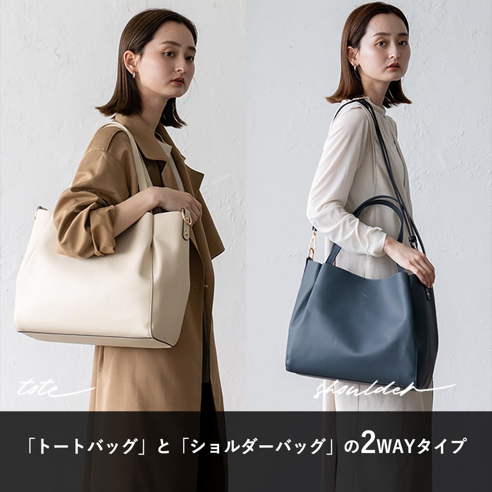 VITAFELICE Women's 2-Way Tote Bag with Nylon Bag (vtb-2024p) (Moss Blue)