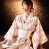 Printed Floral Sakura Girl  Kimono Dress Elegance Japanese Style Yukata Bathrobe  Party