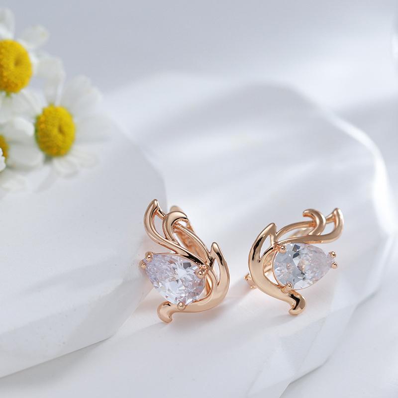 Rose Gold Color Drop Earrings For Women Fashion Natural Zircon Wedding Earrings Luxury Crystal Gifts Daily Jewelry