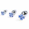 Blue Flower Stainless Steel Metal Anal Crystal Butt Plug  Set  Non Vibrating Butt Plugs
