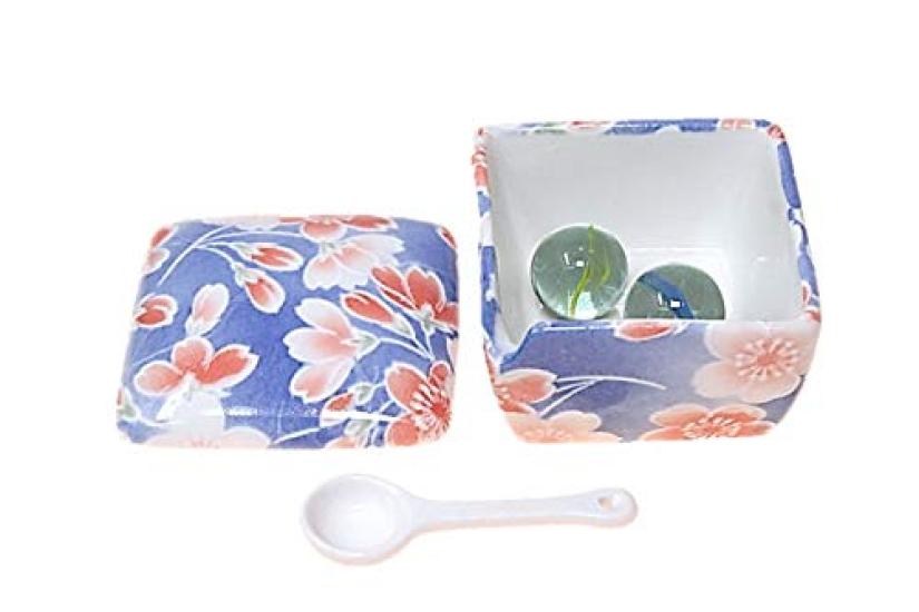 Condiment Made In with Condiment Container with Commercial ACSWEBSHOP Original Sakura-dyed Container, Japan, Ceramic, Spoon, Ichimi, Salt, Sansho,