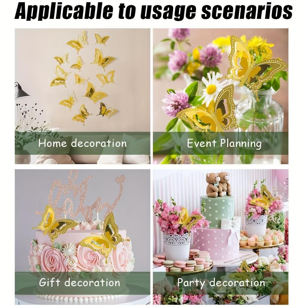 12 Pieces 3D Geometric Butterfly Wall Stickers - Modern Design, Self Adhesive, Reusable, Great for Home Decor, Party Backdrops, Bathroom Walls, Etc.