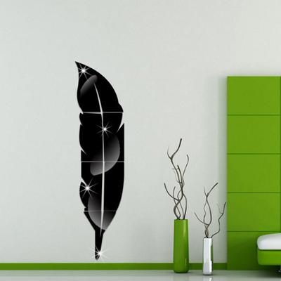Verwijderbare veren spiegel muurstickers sticker kunst PVC huiskamer decoratie DIY