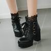 Krótkie buty wiosenne, jesienne i zimowe damskie buty super wysoki obcas gruby obcas sznurowane buty typu Martens brytyjski styl krótkie buty białe duży rozmiar