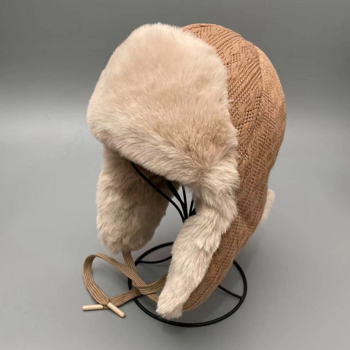 

Women s Thermal Flight Pilot Hat with Fur Ears & Elastic Band - Winter Warmth, Windproof Cold Weather Cap with Lifting Ear Flaps one size