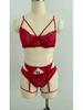 European & American Sexy Christmas Lingerie Set: Lace Bondage Leg Rings & Nightclub Style Three-Piece