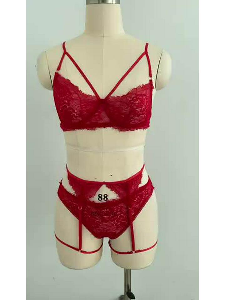 Europäisches und amerikanisches sexy Weihnachtsdessous-Set: Spitzen-Bondage-Beinringe & Dreiteiler im Nachtclub-Stil