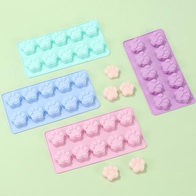 1Pc 10Hole Food Grade Silicone Paw Print Mold Reusable Dog Cat Paw Baking Mold