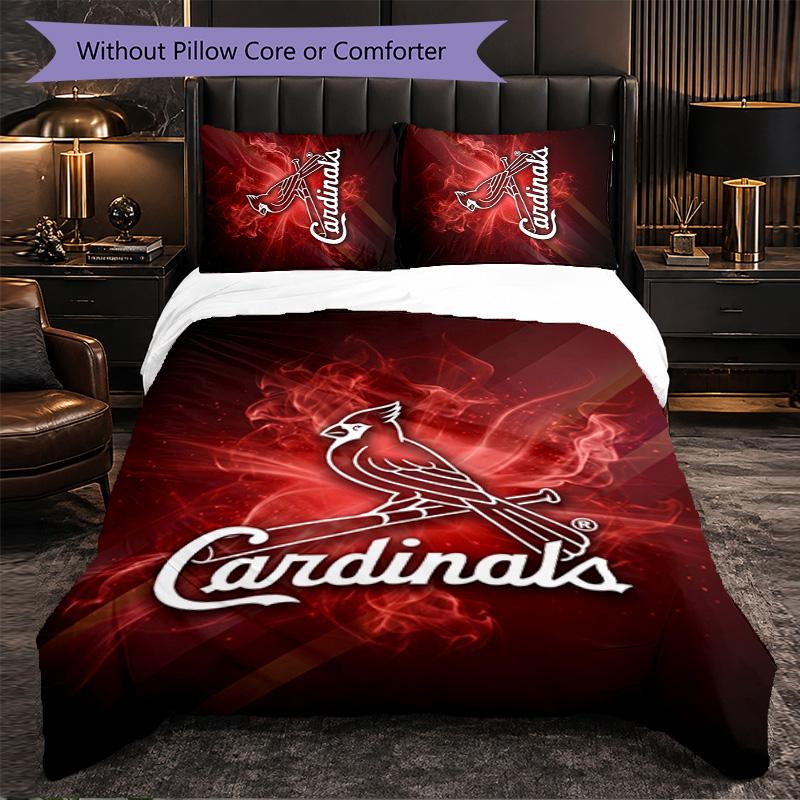 St. Louis Cardinals Pattern Microfiber 3Pcs Bedding Set Decor Duvet Cover Set For Bedroom Home Use