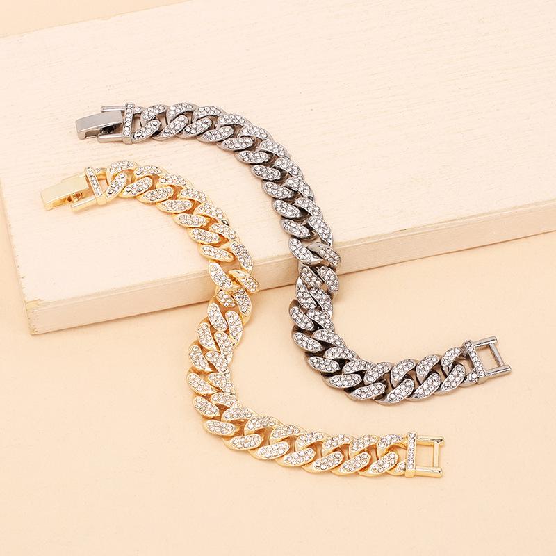 ins cold style hip hop light luxury rhinestone bracelet, new niche design fashion jewelry in Europe and America