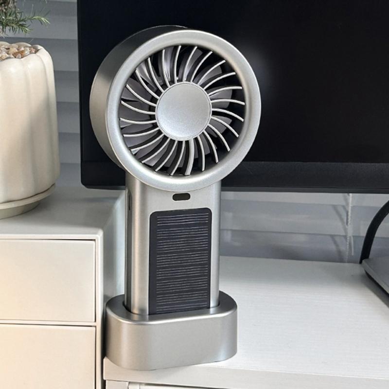 Portable Solar Charging Hand Fan 5 Speed Blower Handheld Fan Rechargeable Replacement For Camping Hiking Indoor Use