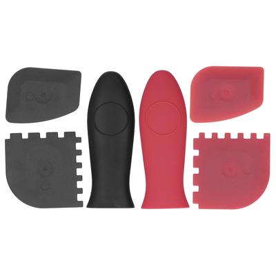 6Pcs Set Pot Handle Sleeve Cover Scraper Kit Silicone Anti Scalding Cookware Pan Accessory