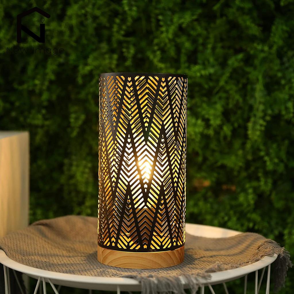 Geometrischer Metall-Kerzenhalter Batteriebetriebene Lampe Kabellose Tischlampe Kabellicht für Hochzeitsfeier Schlafzimmer Heimdeko