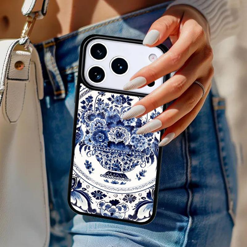 Blue And White Porcelain Phone Case For iPhone 17 Air 14 15 13 12 Max Cover For Apple 14 15 16 16e 11 Pro Max Plus Coque