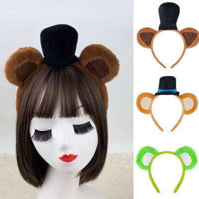 Furry Bear Ear Hairhoop for Female Face Washing Makeup Plush Hairband Cosplay Costume Accessory Halloween Party Headwear