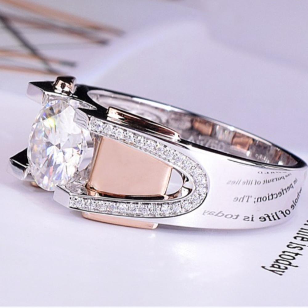 2CT D Color Moissanite Ring Dual Tone Mens Wedding Band Stylish and Elegant