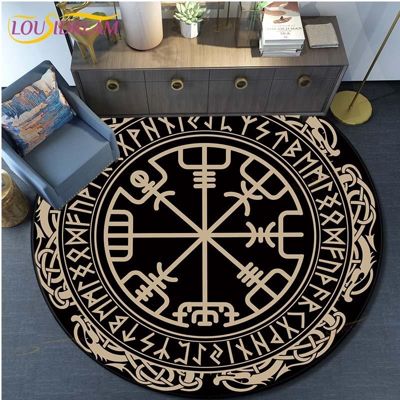 

Коврик с узором викингов, круглый напольный коврик, ковер для гостиной, ковер для ванной комнаты, кухни, коврик для двери 150cm