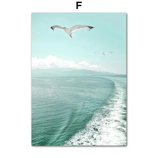Green Beach Scenery Seascape Landscape Aesthetic Canvas Painting Posters and Prints Wall Art Picture For Living Room Decoration