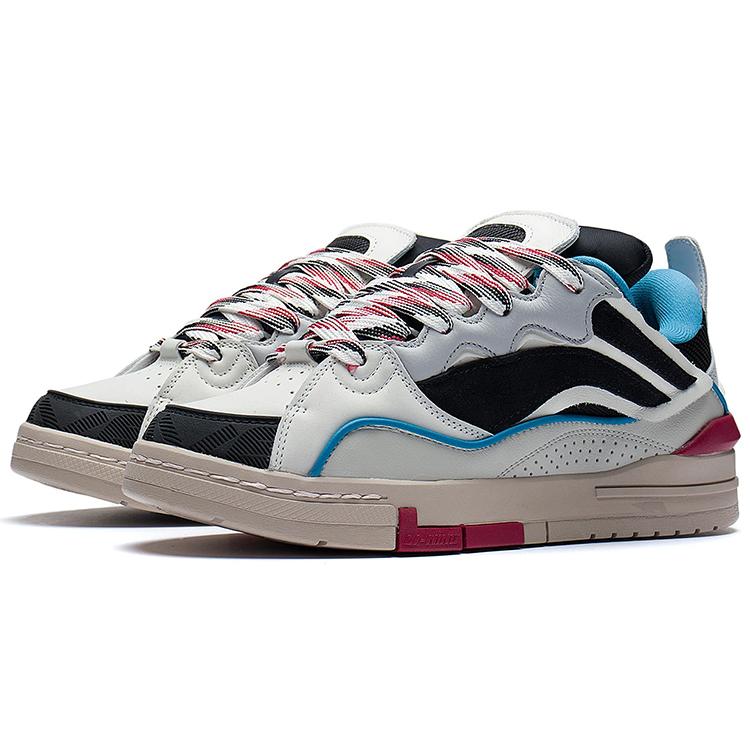 New LiNing Wave GOLDEN Slip Resistant Cushioning Wear Resistant Low Top Skateboard Shoes Men's Gray Blue AECS073-3