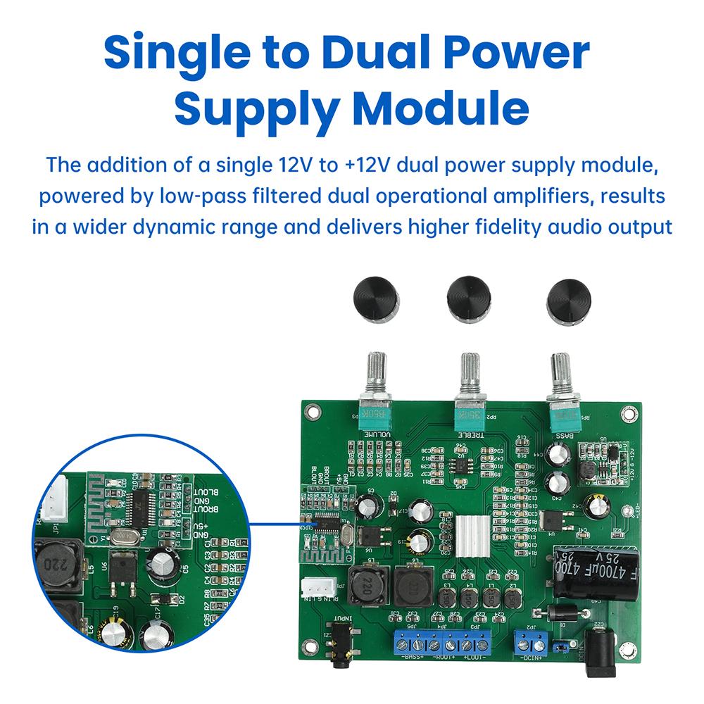 DC 9-18V 2.1 Channel Bt 5.4 Digital Amplifier Board High-Power 2 * 15W+30W Fever Subwoofer Module