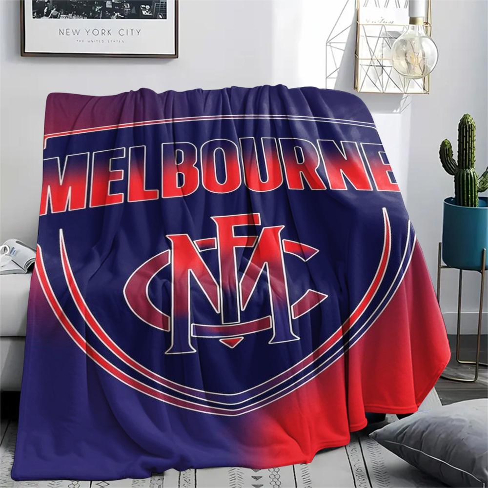Melbourne Football Club Gradient Logo Print Flannel Blanket Soft Warm Throw Blanket For Bed Sofa Couch Sports Fan Home Decor Gift