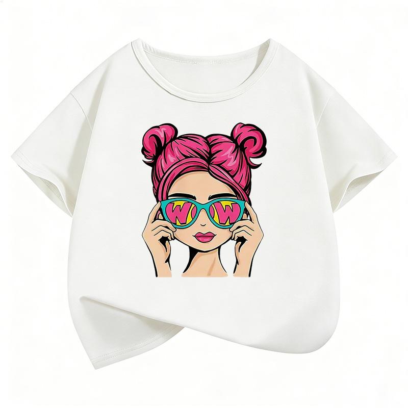 

Fashion Girl Design Printed T Shirts Soft Short Sleeve Kids Children s T-shirt Girls Summer Spring Casual Top Tee Shirt 160