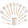 14pcs Kitchen Cooking Utensil Set with Caddy Heat Resistant Silicone Tools Non Stick Cookware Food Safe BPA Free Dishwasher Safe