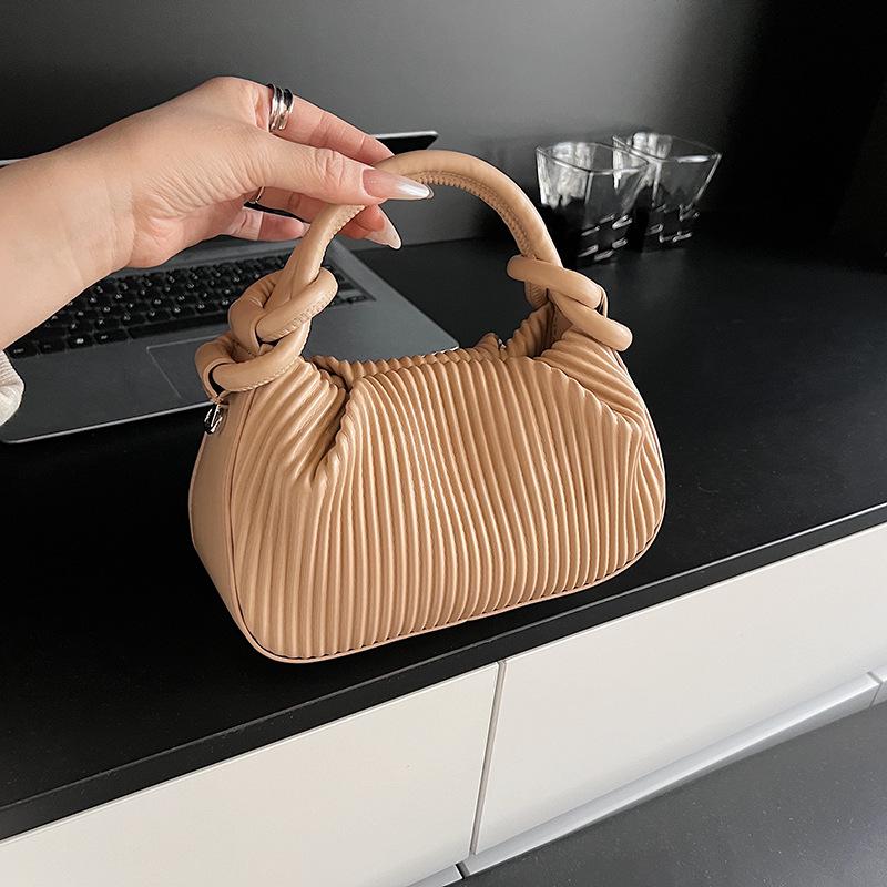 Versatile Striped Pleated Handbag - Women's 2025 Fashion Small Square Shoulder Bag