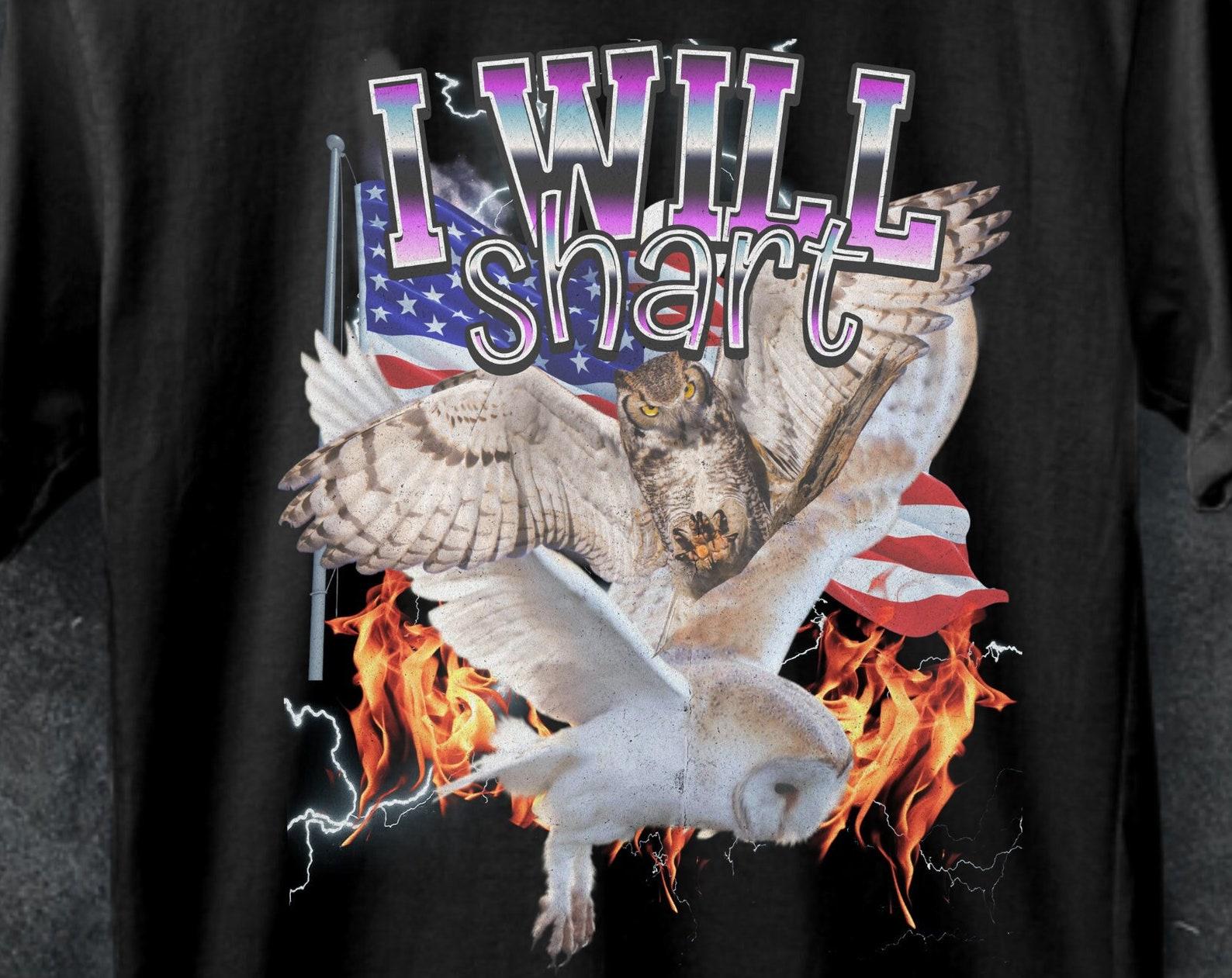 Funny Graphic Meme Shirt, Sarcastic Ironic Owl Design 2XL